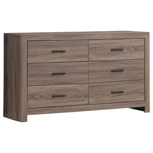 English Elm Sherwood Barrel Oak Six-Drawer Dresser with Smooth Hardware, Modern Silhouette for Chic Storage B062P375391