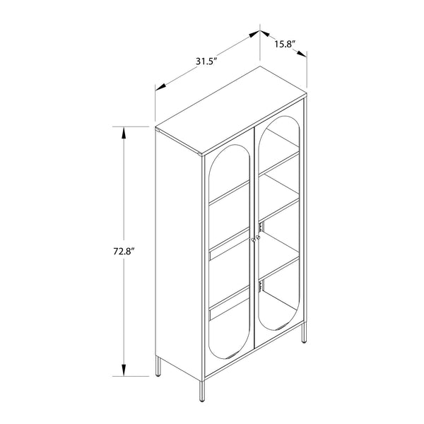 English Elm Luna Tall 2-Door Accent Cabinet with Fluted Glass Doors, Metal Frame, Oval Design & Adjustable Shelves B2733P393046