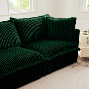 English Elm Koala Deep Seat Corduroy Sectional Sofa with Chaise and Plush High Back Support W3041P272939
