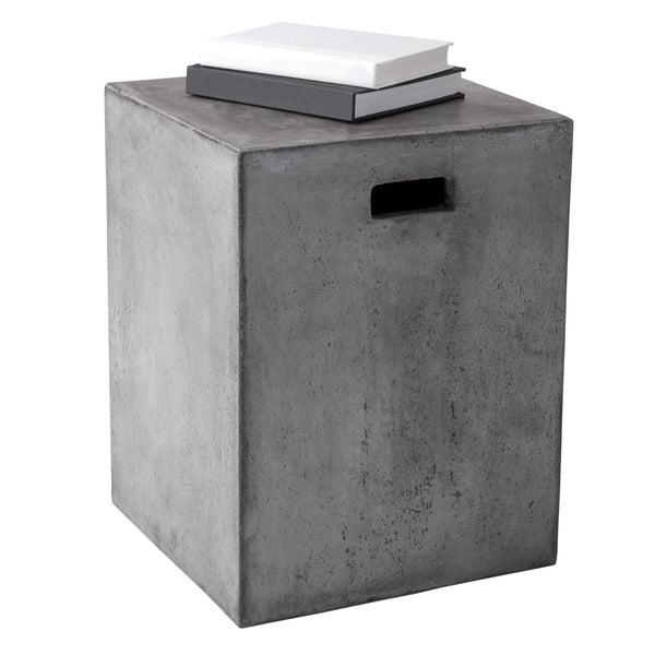 Sunpan Castor End Table - Urban Chic Concrete Design Perfect for Modern Interiors and Stylish Outdoor Spaces Grey
