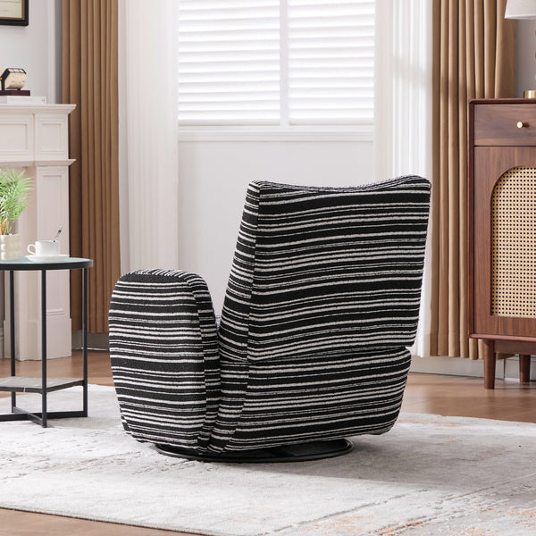 English Elm Modern Boucle 360° Swivel Leisure Chair with High‑Resilience Sponge, Supportive Curve, 550lb Capacity Black W395P355515