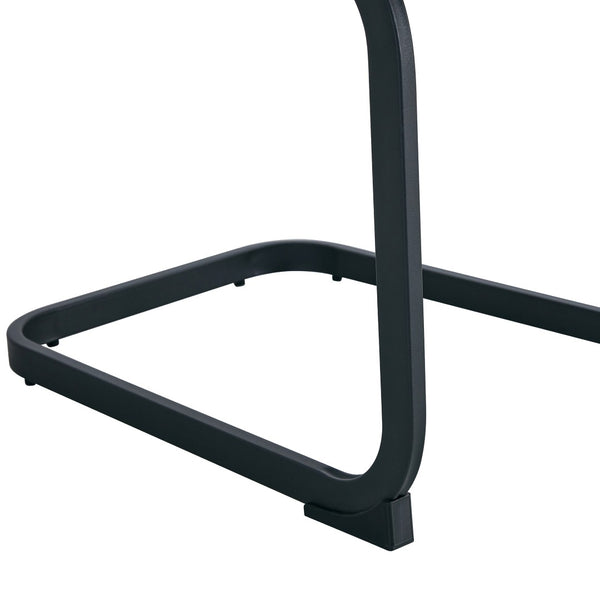 English Elm Table Set: Modern Minimalist Grey Marble Dining Table With 4 Black Pu Leather Chairs & Metal Frame W1151S02683-GIGA