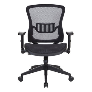 OSP Home Furnishings Dark Air Grid Mesh Manager Chair with Lumbar Support and Ergonomic Adjustable Arms 515-77N1F2