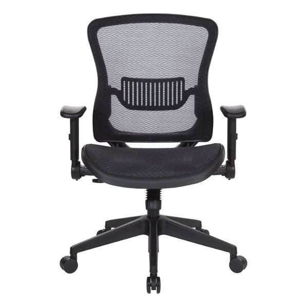 OSP Home Furnishings Dark Air Grid Mesh Manager Chair with Lumbar Support and Ergonomic Adjustable Arms 515-77N1F2