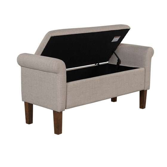 English Elm Upholstered Storage Bench with 400lb Capacity, Medium Walnut Legs, Hidden 36" Storage, Foam Seat B035P265917