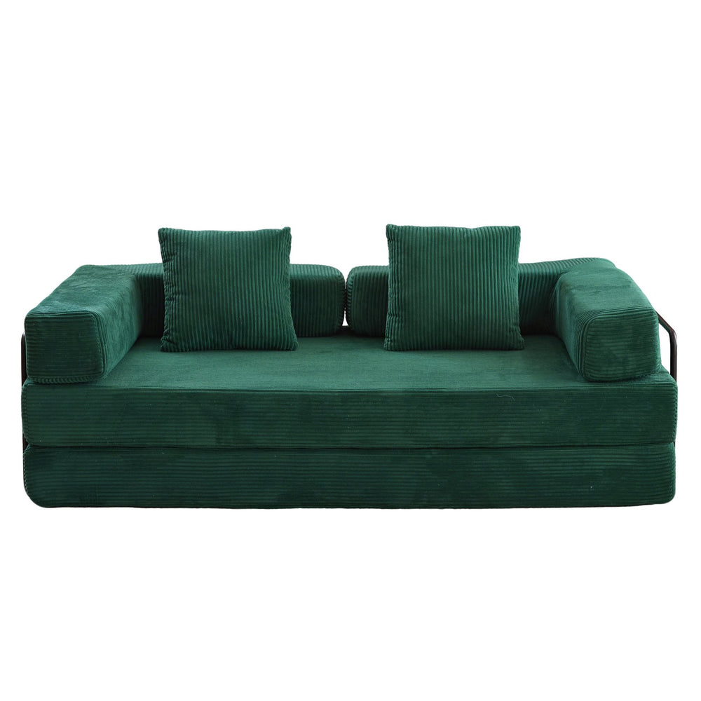 English Elm Floor Couch Convertible Sofa Bed With Pillow Back Support - Comfy Corduroy Lounge For Small Spaces W3723P345018