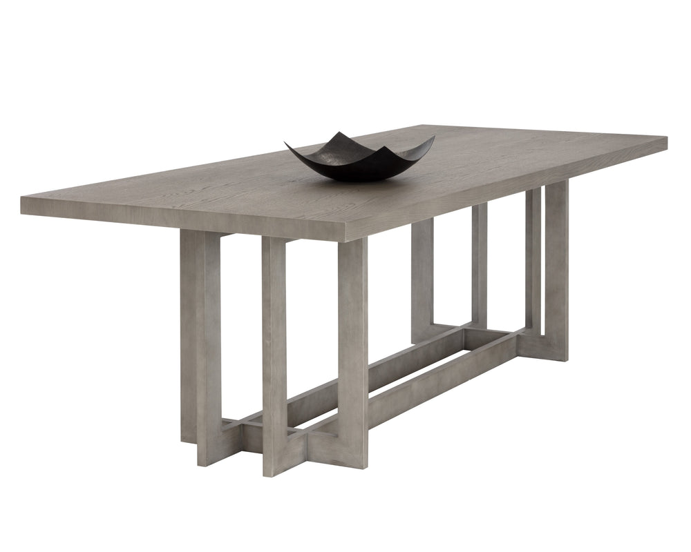 Sunpan Disera 96" Handcrafted Dining Table with Elegant Linear Base and Rich Wood Detail for Any Space Ash Grey V1