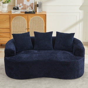 English Elm Curved Chenille Loveseat with Memory Foam Deep Seat and Pillows for Small Spaces W2915P417173