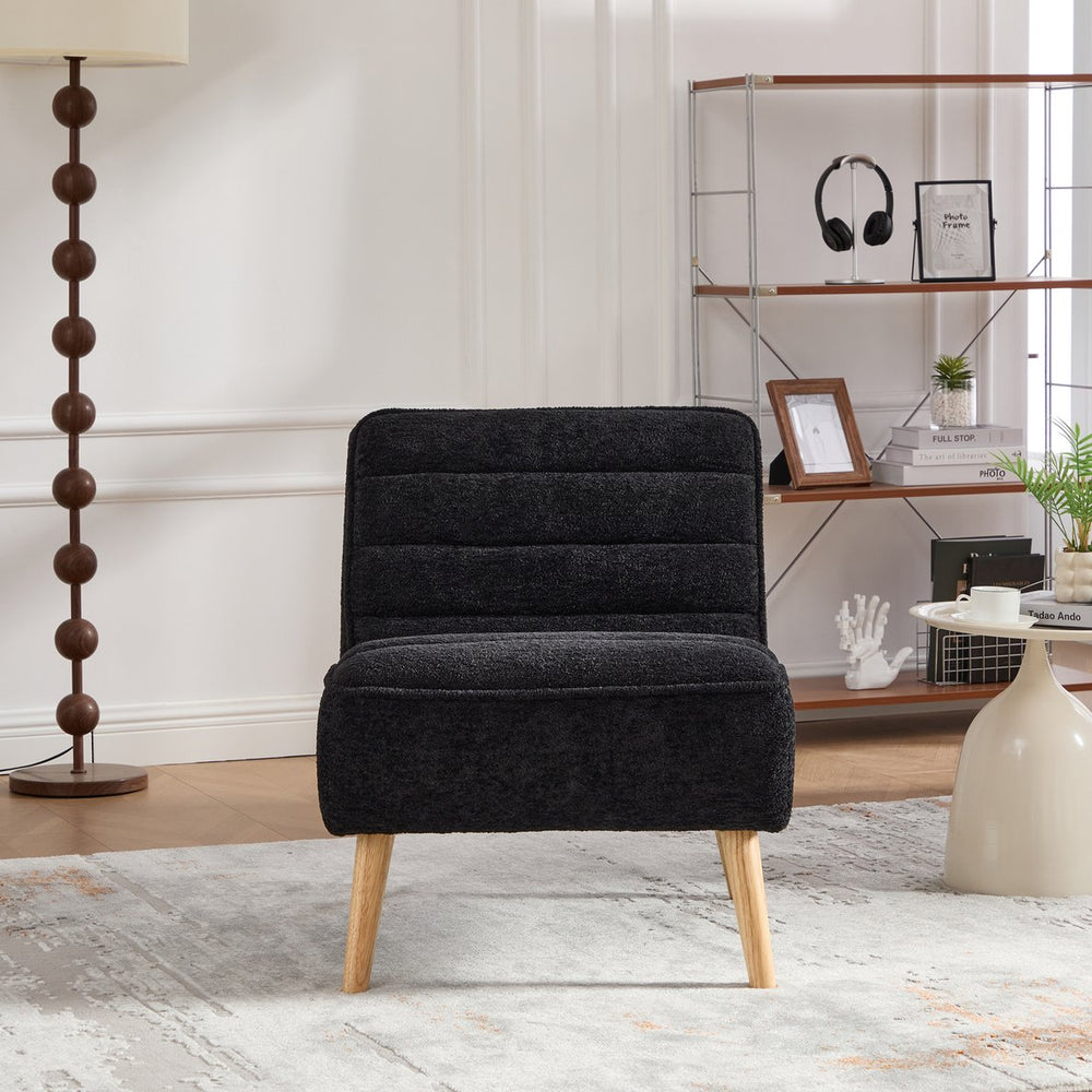 English Elm 24.4" Wide Modern Chenille Armless Accent Chair With Rubber Wood Legs - Ideal For Cozy Spaces W3098P308776