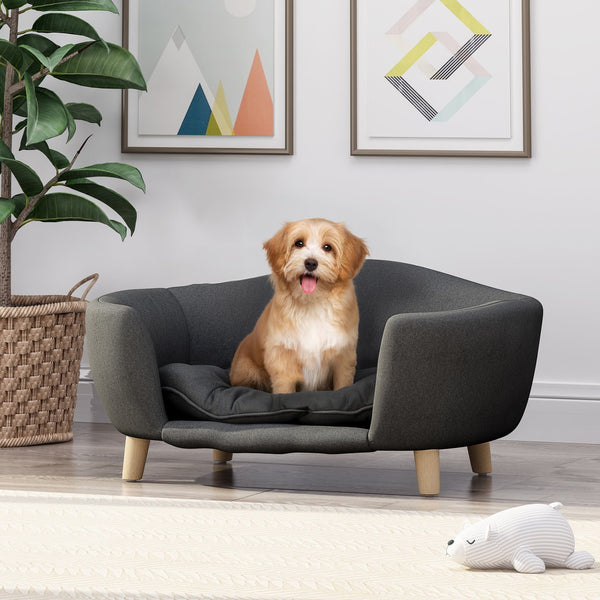 English Elm Christopher Knight Home® - DOG Plush Small Dog Bed 30.25"x21.75" Modern Solid Dark Gray Polyester Cozy Spot-Treat Fabric Comfort Pillows Included N779P179977G