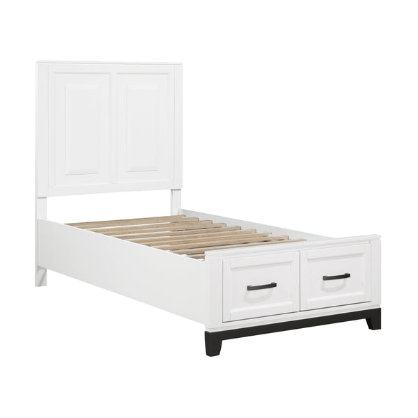 English Elm White Garretson Queen Platform Bed with Built-In Storage Drawers Rustic-Transitional Wood Frame White 49.25 L x 35.75 W x 4.5 H B011S01495