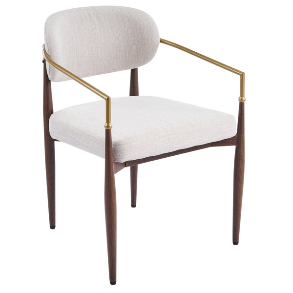 English Elm Fabric Upholstered Dining Chairs Glam Set of Two with Gold Accents Iron Frame N768P379506W