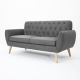 Christopher Knight Home® - Noble House - Bernice Petite Mid Century Modern Tufted Dark Grey Fabric Sofa