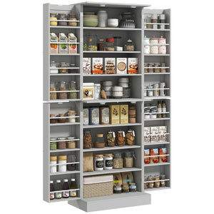 English Elm Homcom 65" Modern Kitchen Pantry Cabinet - Stylish Freestanding Storage With Adjustable Shelves & Doors W2225P229292