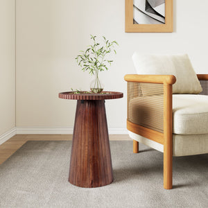 English Elm Christopher Knight Home® - 22"Pedestal Mango Wood Round End Table Honey — Handcrafted Solid Mango, Compact Pedestal Design, 50lb Capacity N768P202493H