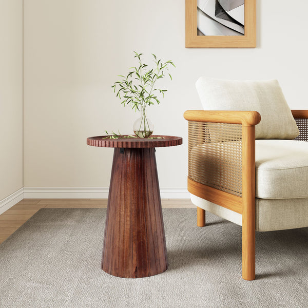 English Elm Christopher Knight Home® - 22"Pedestal Mango Wood Round End Table Honey — Handcrafted Solid Mango, Compact Pedestal Design, 50lb Capacity N768P202493H