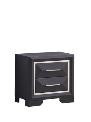 English Elm Liverpool Black Nightstand with Brushed Steel Accents, 2 Drawers, Dovetail Joints, Fully Assembled, Compact Elegance B078P285995