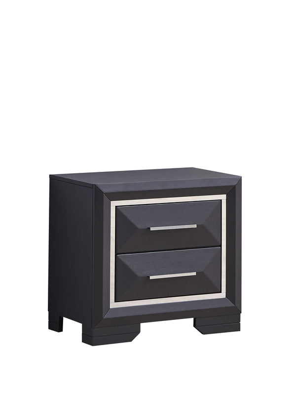 English Elm Liverpool Black Nightstand with Brushed Steel Accents, 2 Drawers, Dovetail Joints, Fully Assembled, Compact Elegance B078P285995