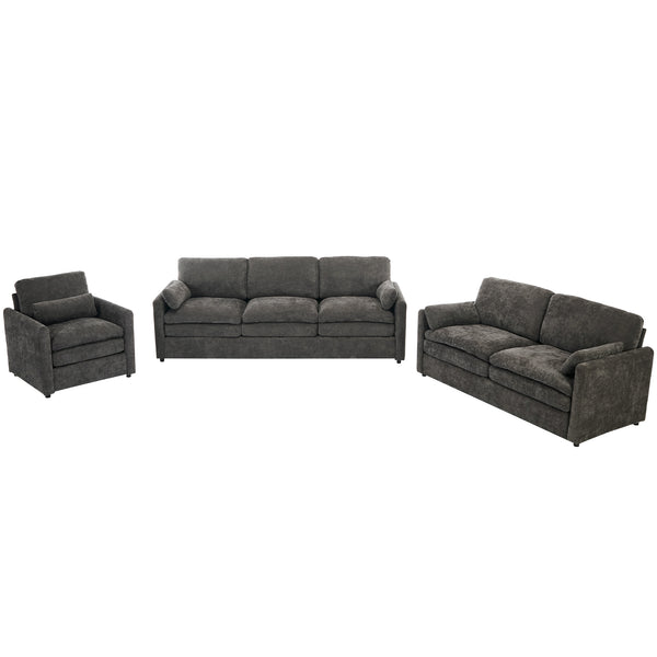 English Elm Cozy Upholstered Sofa Set - Cloud-Like Comfort With Deep Cushions & Stylish Grey Chenille Design N719S001920E