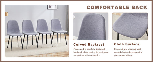 English Elm Table & Chair Set - Modern Multifunctional Lifting Design With Walnut Finish & 4 Gray Linen Chairs W1151S03777-GIGA