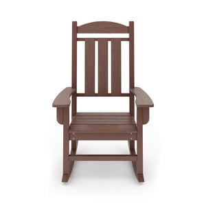 English Elm Beige Hdpe Poly Lumber Porch Rocking Chair with High Back for Outdoor Patio Use Brown B195P198776