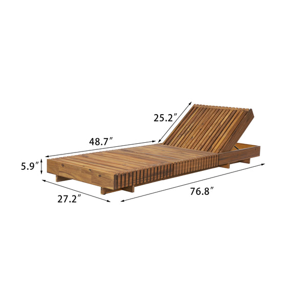 English Elm Christopher Knight Home® - Lounge Chaise Set - Durable Acacia Wood With Versatile 6-Position Backrest & Water-Resistant Cushions N770P281696T_N770P208326G