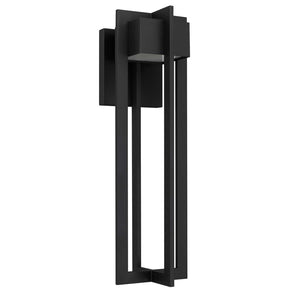 English Elm 23 Inch Matte Black Integrated Led Outdoor Wall Sconce with Sand Blast Glass Diffuser B370P414032