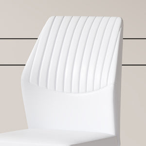 English Elm Luxury Modern Dining Chair Set Of 6 - White Pu With Black Metal Legs, Ergonomic Comfort & Style W1151P282703