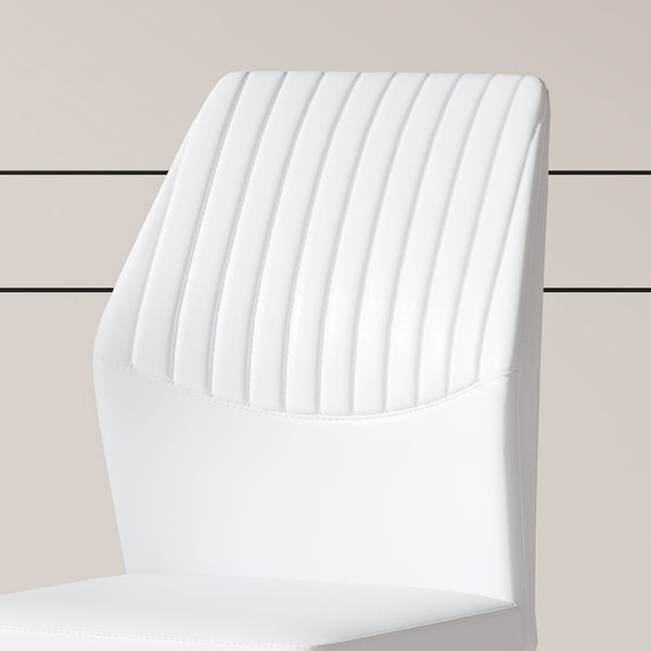 English Elm Luxury Modern White Pu Dining Chairs Set Of 4 - Ergonomic Design With Stylish Black Metal Legs W1151P282695