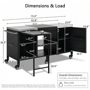 English Elm K&k Stainless Steel Outdoor Kitchen Island with Fold Out Prep Surface for Kamado Grills N707S000023B