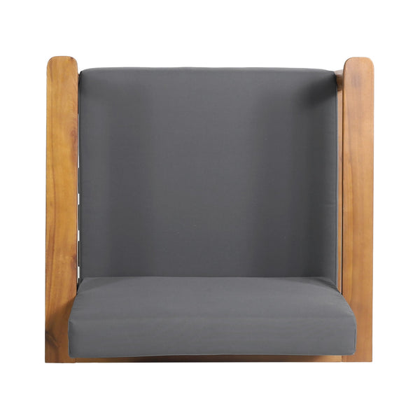 English Elm Christopher Knight Home® - GAVIN Acacia Club Chair Dark Grey with Water-Resistant Cushions, Slat Wood Design, 29"W x 27"D 67311.00DGRY