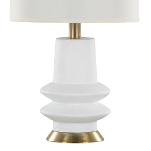 English Elm Lloyd 26" Contemporary Table Lamp Set Of 2 - Matte White Polyresin & Brass Accents For Modern Spaces B202P224003