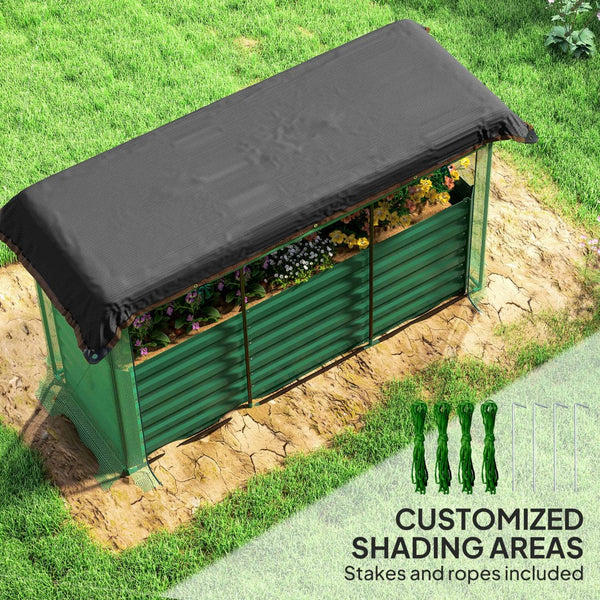 English Elm Outsunny Galvanized Steel Raised Planter with Crop Cage and 60 Percent Shade Cloth W2225P485601