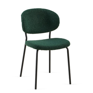 English Elm Dark Green Boucle Dining Chairs Set Of 2 - Stylish, Comfortable, Metal Legs For Modern Spaces W1164P195056