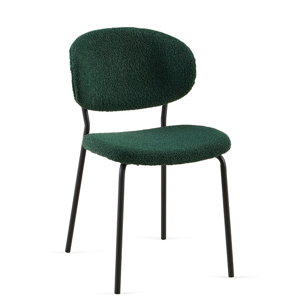English Elm Dark Green Boucle Dining Chairs Set Of 2 - Stylish, Comfortable, Metal Legs For Modern Spaces W1164P195056
