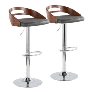 English Elm Adjustable Swivel Barstools Set of Two with Chrome Base Mid-century Kitchen Counter Seating Walnut B202S01966