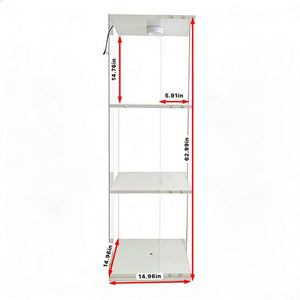 English Elm Rotatable Three Tier Tempered Glass Display Cabinet with Led Lighting for Living Room White W3155P466755