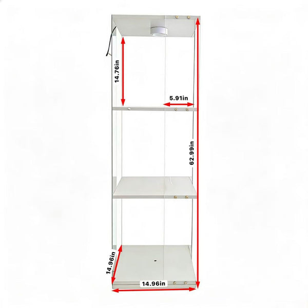 English Elm Rotatable Three Tier Tempered Glass Display Cabinet with Led Lighting for Living Room White W3155P466755