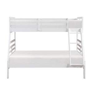 English Elm Twin Twin-over-Twin Bunk Bed with Guard Rails and Integrated Ladder, Oak-Veneer Durable Frame, Space-Saving Design White 58.5 L x 34.5 W x 7 H B011S01856