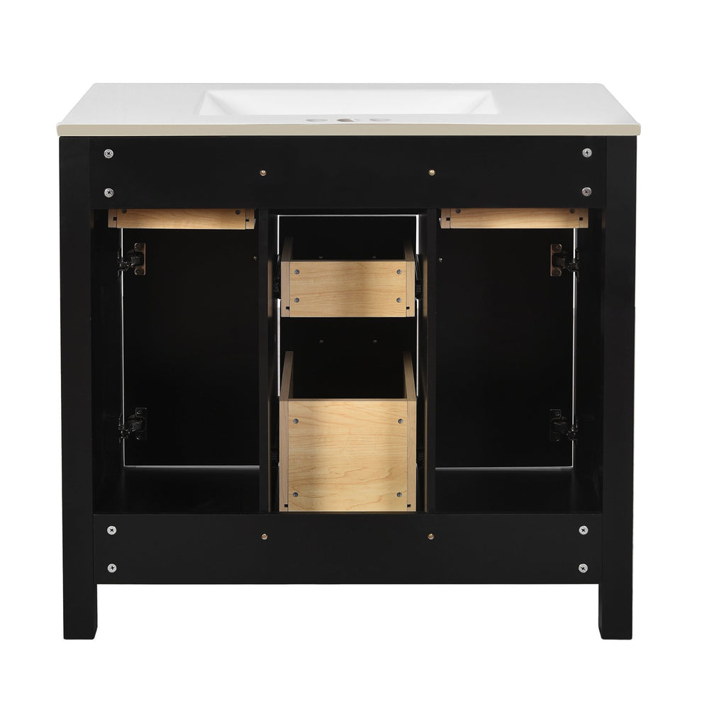 English Elm 72'' Modern Bathroom Vanity Set With Durable Ceramic Sink, Solid Wood Frame, Ample Storage & Style N710SS00011B