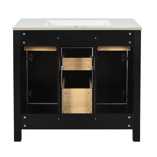 English Elm 72'' Modern Bathroom Vanity Set With Durable Ceramic Sink, Solid Wood Frame, Ample Storage & Style N710SS00011B