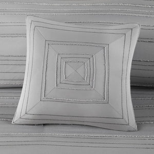 English Elm 3 Pcs Elegant Twin/Twin Xl Gray Clip Jacquard Comforter Set With Decorative Throw Pillow, Cozy & Stylish B035P319862