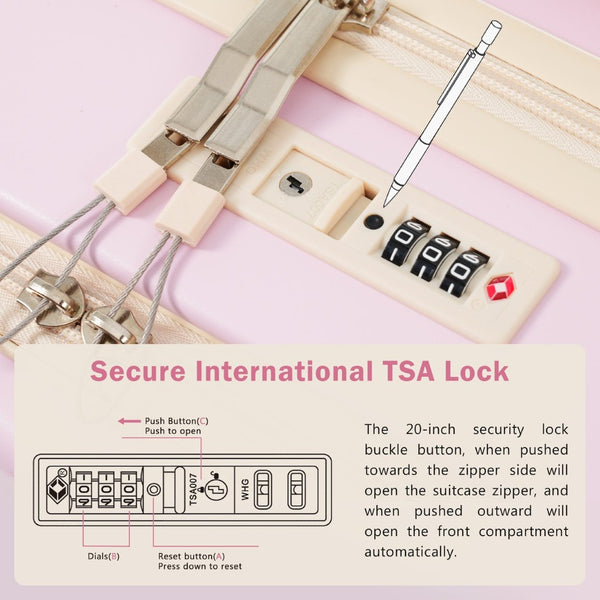 English Elm Front Access Hardside 3 Piece Travel Set with Usb Port Spinner Wheels and Tsa Lock Pink N732P326130U