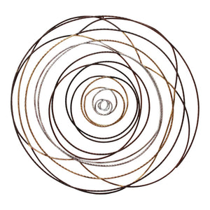 English Elm Iron Braided Rope Texture Round Wall Sculpture Handcrafted Gold Silver Metallic Art B2769P498410
