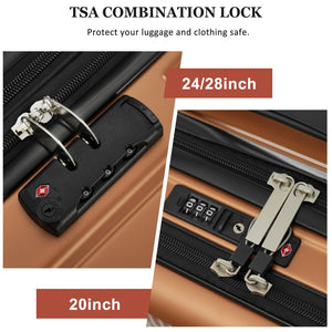English Elm Luggage 5 Piece Hardside Abs Set with Front Access Carry on and Tsa Spinner Wheels Brown N732P391579O