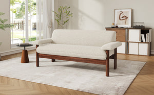 English Elm Modern Berber Fleece 2 Seat Loveseat Rubberwood Base Plush Armrest Couch for Apartments N763S000050A