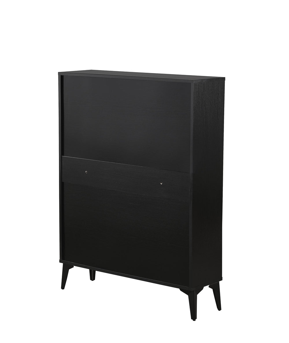 English Elm Large Shoe Cabinet with 2 Flip Doors & 2 Drawers, Vertical Tipping Rack Holds 20 Pairs, Black MDF Organizer W2516P185161