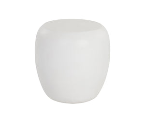 Sunpan Iolite Contemporary Round End Table - Unique Natural Concrete Design for Indoor and Outdoor Spaces White