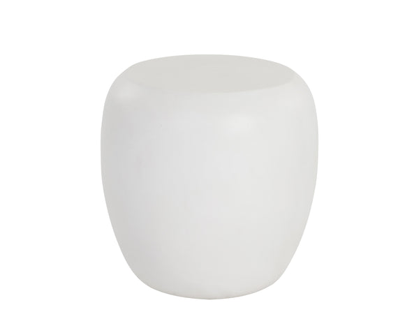 Sunpan Iolite Contemporary Round End Table - Unique Natural Concrete Design for Indoor and Outdoor Spaces White