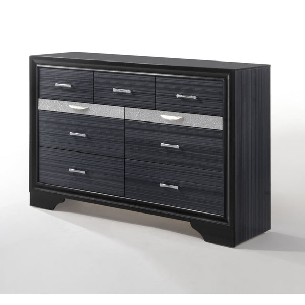 English Elm Naima Modern Textured Finish Dresser with Felt-Lined Jewelry Drawer, Silver Pulls, Smooth Glide Black 66 L x 20 W x 43 H B2726P261245